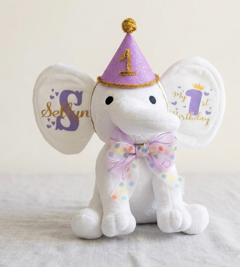 Personalized 'My First Birthday' Elephant Plush