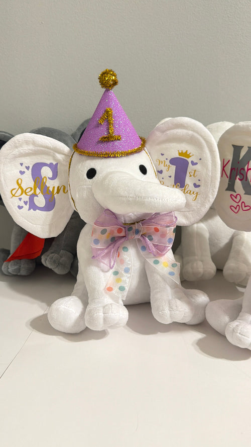Personalized 'My First Birthday' Elephant Plush