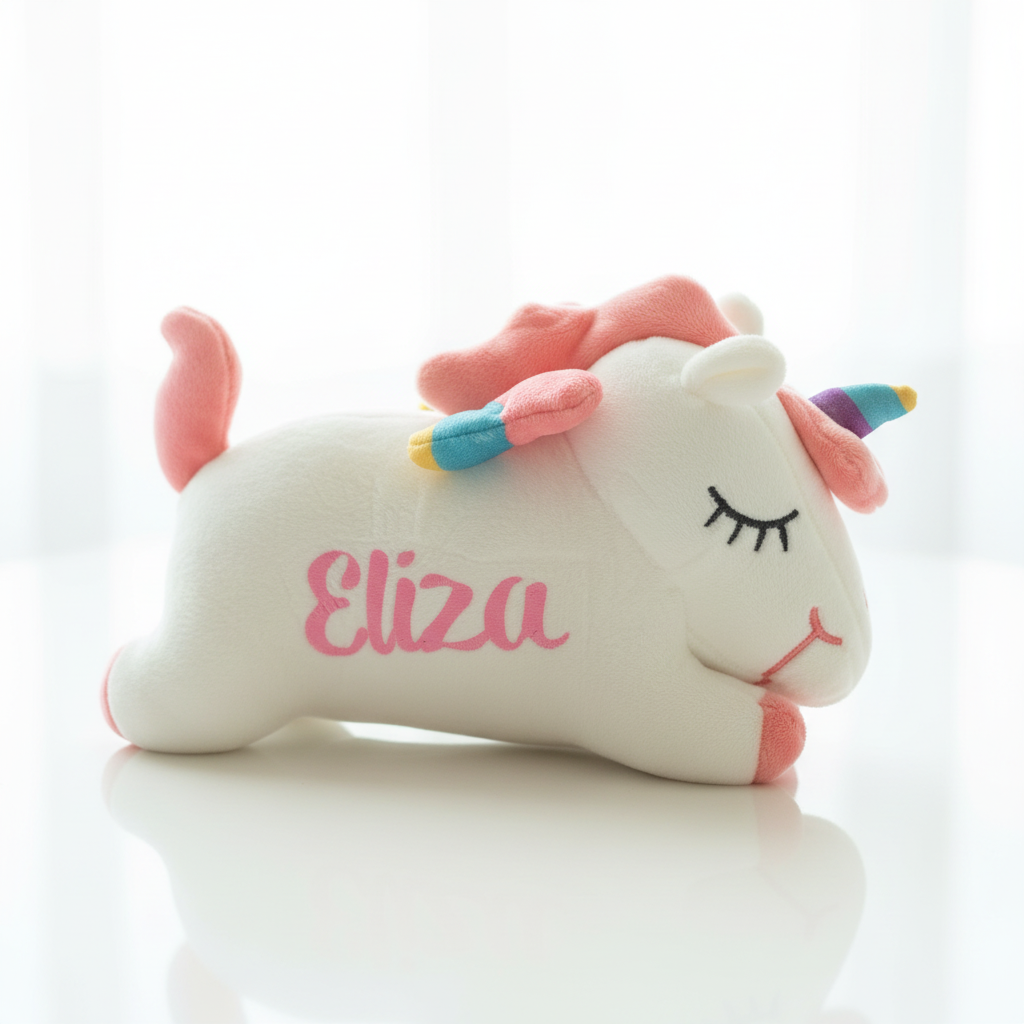Personalized Unicorn Plush with custom name embroidery
